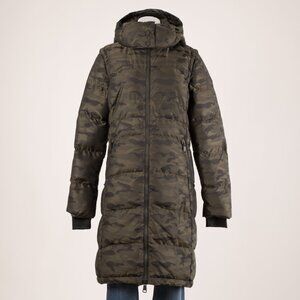 Lolé Camo Long Puffer Coat with Hood  Insulated Winter Parka Size M